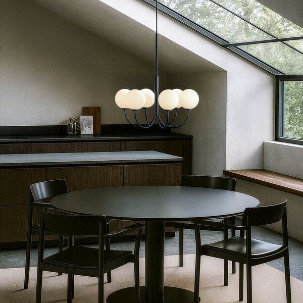 Lampadari Herstal, BALLON, dimmerabile, Nero, Soggiorno, Metallo, Design