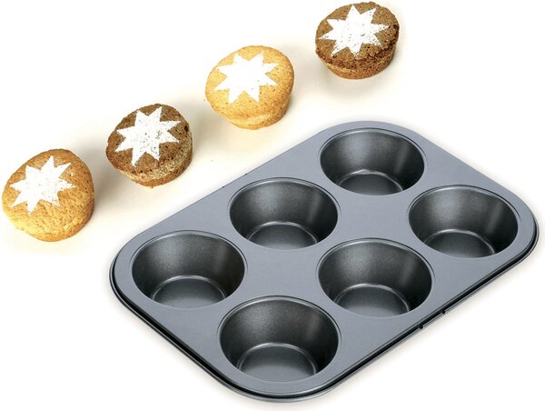 Tescoma Stampo per Dolci Muffin Antiaderente 6 Posti 18 x 26 cm colore Grigio - Delicia