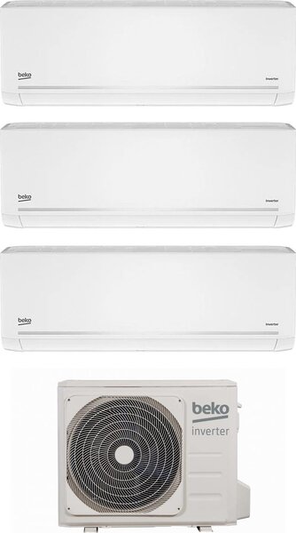 Beko Climatizzatore Trial Split Inverter 9000 + 9000 + 12000 Btu Condizionatore con Pompa di Calore Classe A++/A+ (Unit Interne + Unit Esterna) -