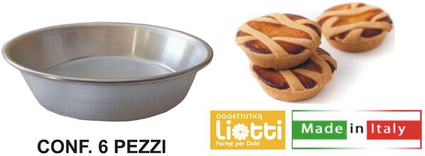 Oggettistica Liotti Stampo per Dolci Pastierina in Alluminio Set 6 Pezzi 10 x 2,5 H cm