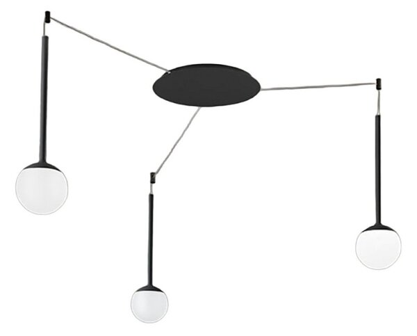 Lampadario moderno promoingross lollypop s3a ne led cct 1606lm metallo nero metacrilato bianco - Promoingross