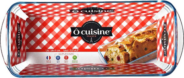 O cuisine Stampo per Dolci Plumcake in Vetro Temperato 28 cm colore Trasparente - Arcuisine
