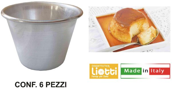 Oggettistica Liotti Stampo per Dolci Timballo in Alluminio Set 6 Pezzi 8 x 4,5 H cm