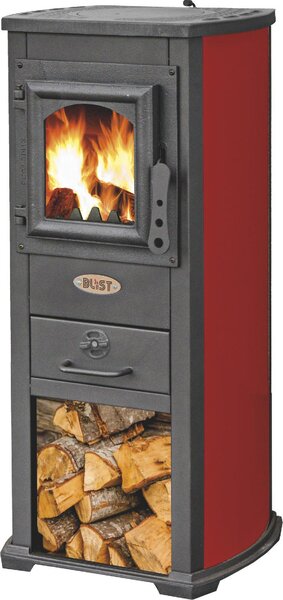 Blist Stufa a Legna in Acciaio e Ghisa Potenza 5.3 kW Volume Riscaldabile 120 m3 colore Rosso - 4715 Berna Lux