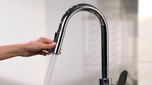 Miscelatore per lavello hansgrohe Focus con doccetta estraibile, cromato, 1 pezzo