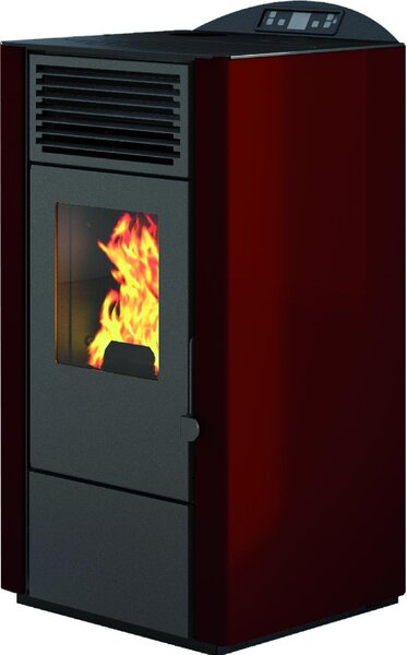 Punto Fuoco Stufa a Pellet Ventilata 9.5 kW Capacit Serbatoio 13.5 kg Volume Riscaldabile 200 m3 con Telecomando colore Rosso - 901645000 LORY