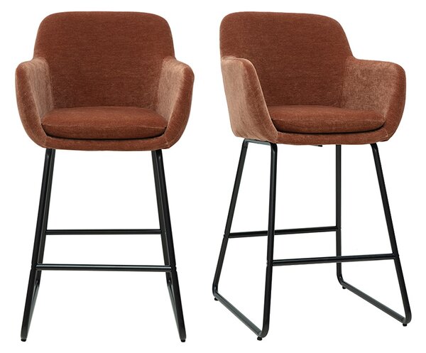 Sgabelli da bar in tessuto effetto velluto color bruciato H65 cm (set di 2) AMIKA