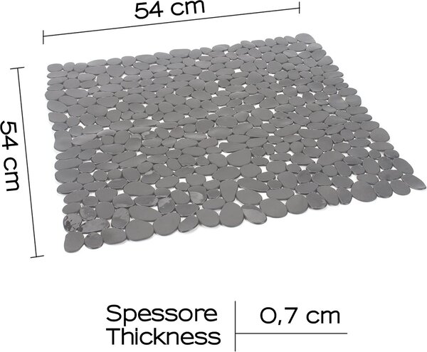 GEDY Tappetino Doccia Antiscivolo con Ventose Tappeto in PVC 540 x 540 x 7 mm colore Grigio - TADO4010830 River
