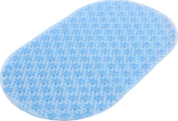 GEDY Tappetino Vasca da Bagno Antiscivolo con Ventose Tappeto rettangolare in PVC 690 x 385 x 7 mm colore Trasparente Azzurro - TAVA400P130 Solid