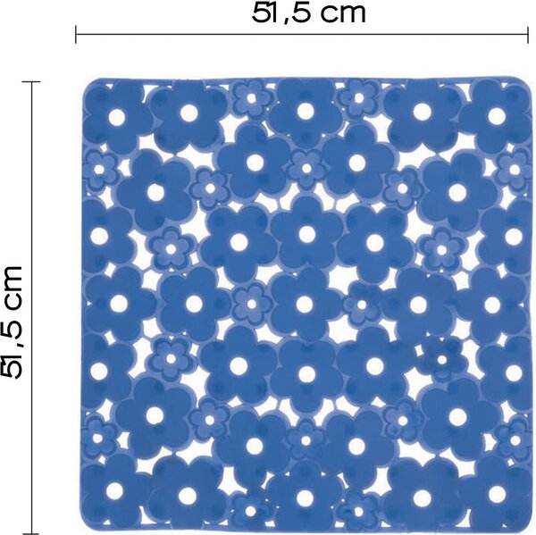 GEDY Tappeto bagno Tappeto doccia antiscivolo 51.5 x 51.5 cm in PVC colore Blu - 97 5151/P1 Serie G-Margherita