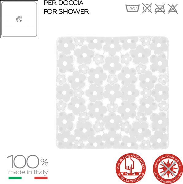 GEDY Tappeto Bagno cm 51,5x51,5 cm Saliscendi Doccia Sottofondo antiscivolo colore Trasparente - 975151/P2