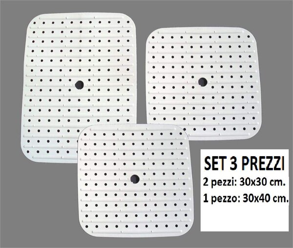 Bama Tappeto Lavello Soft Set 3 Pezzi 30x30 / 30x40 cm colore Bianco - BM10322