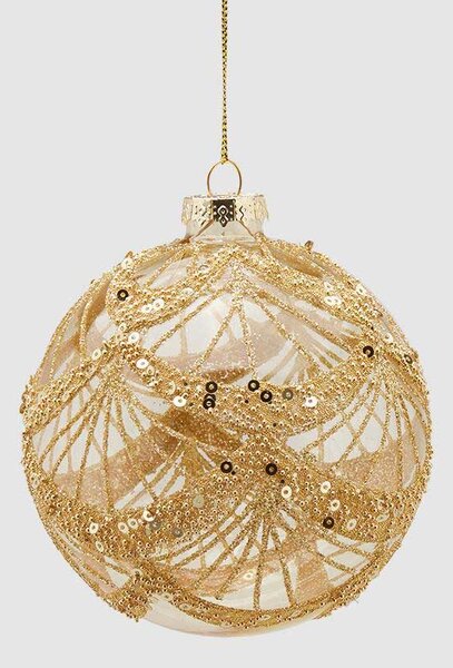 EDG - Enzo de Gasperi Decorazione natalizia palla di natale in vetro con paillet d10 Vetro Oro