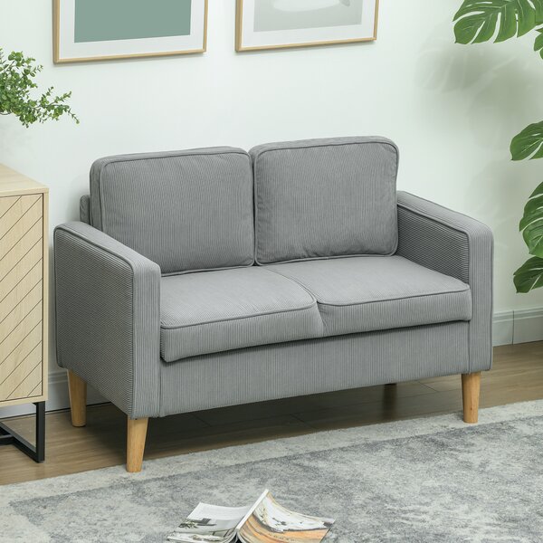 HOMCOM Divano a Due Posti Contenitore con Gambe in Legno Massiccio, 117 x 63 x 79 cm, Grigio Chiaro