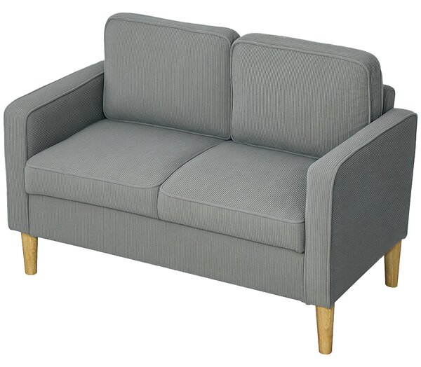HOMCOM Divano a Due Posti Contenitore con Gambe in Legno Massiccio, 117 x 63 x 79 cm, Grigio Chiaro