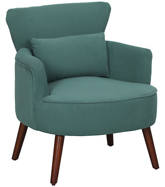 HOMCOM Poltroncina con Braccioli Moderna, Imbottita con Cuscino Lombare, Gambe in Gomma, Verde Scuro