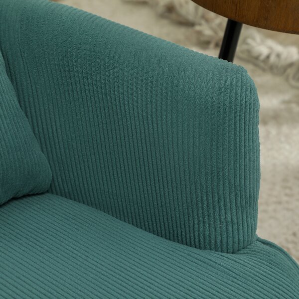 HOMCOM Poltroncina con Braccioli Moderna, Imbottita con Cuscino Lombare, Gambe in Gomma, Verde Scuro