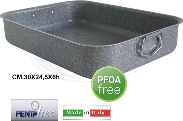 Pentalux Teglia Forno Lasagnera Antiaderente Rettangolare in Alluminio 30 x 24,5 cm colore Grigio - Stone Line
