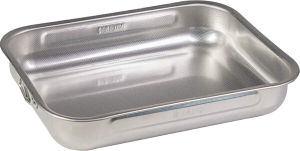 Steel Pan Teglia Forno Antiaderente Rettangolare in Acciaio Inox 30 x 22 cm colore Inox