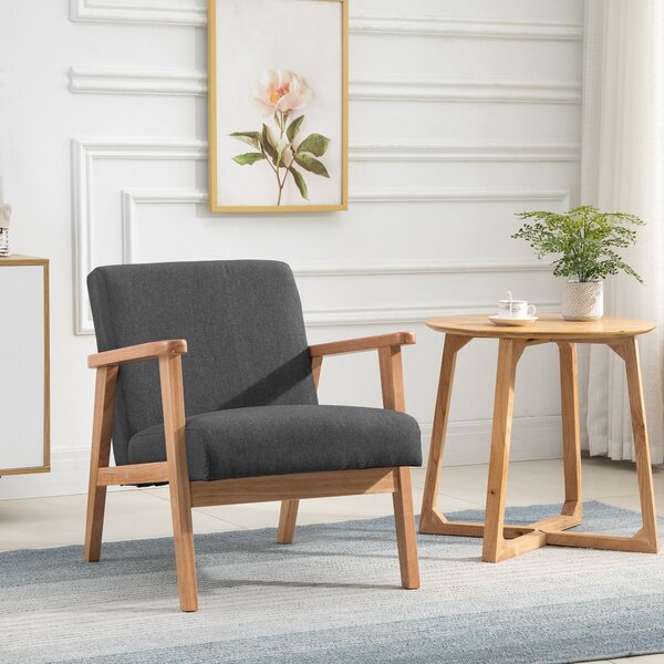 Poltrona per Salotto in Stile Vintage 68,5x78,5x75 cm con Braccioli e Struttura in Legno Grigio Scuro