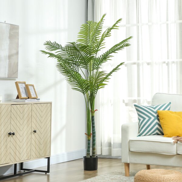 HOMCOM Pianta artificiale interna a palma, con vaso in plastica, altezza 180 cm, Verde | Aosom Italy