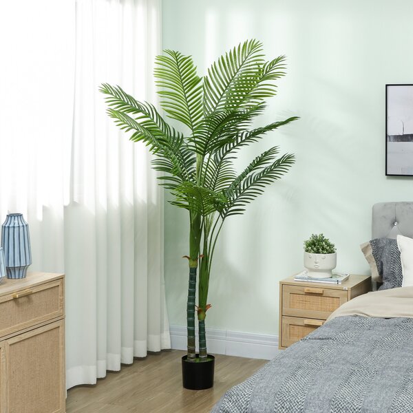 HOMCOM Pianta artificiale interna a palma, con vaso in plastica, altezza 180 cm, Verde | Aosom Italy