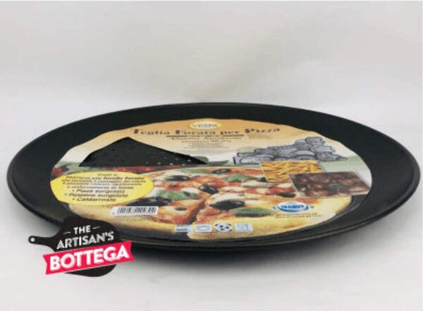 Vespa Teglia Forno per Pizza Forata Antiaderente Rotonda in Alluminio 34,5 cm