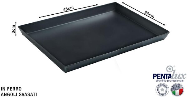 Pentalux Teglia Forno Rettangolare in Ferro Blu Svasata 45 x 35 cm