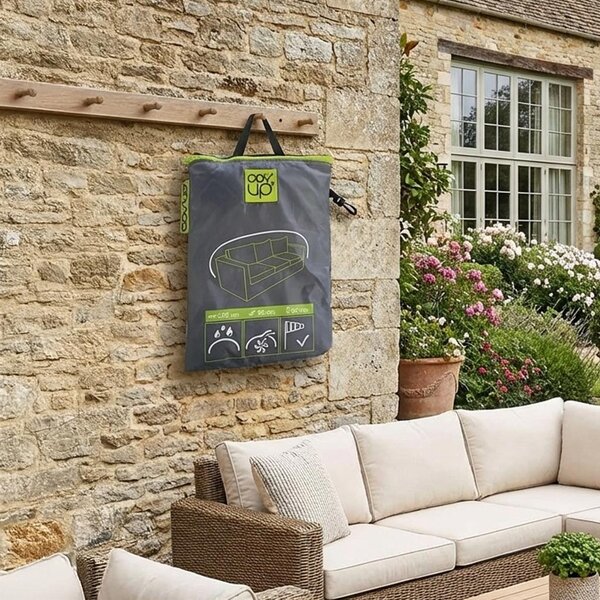Moia Telo Copri Divano da Esterno 3 Posti in Poliestere Impermeabile 225x60x80 cm colore Grigio - CVD06 Cov'up