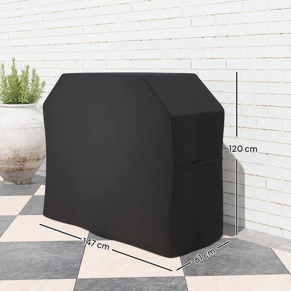 Outsunny Copertura per Barbecue, resistente alle intemperie, 147 x 61 x 120 cm, Nero | Aosom Italy