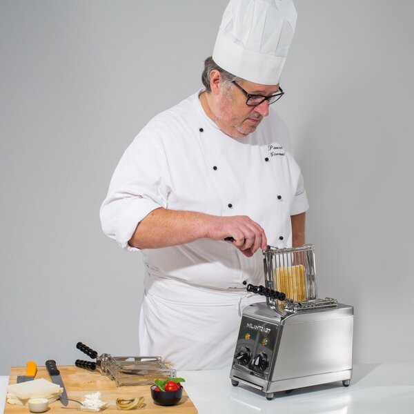 MILANTOAST Tostapane con Pinze 2 Fette Potenza 1370 Watt con Cassetto Raccoglibriciole colore Acciaio Inox - 007000