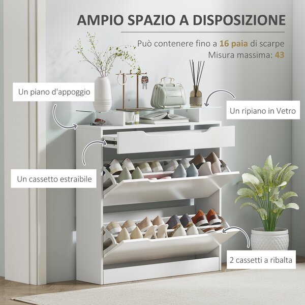 Scarpiera Metallica 4 Ripiani Ingiordar - Contenitore Per Scarpe Impi Labile Da 100 Cm - Capacità 24 Paia - Colore Grigio