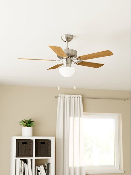 EGLO Ventilatore da Soffitto con Luce E27 40W colore Nickel Cadiz - 35074