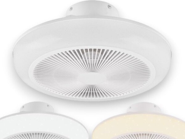 Trio Ventilatore da Soffitto con Telecomando con Luce Lampadario Ventilatore Pale interne Diametro 45 cm Effetto Cielo Stellato - R67272100