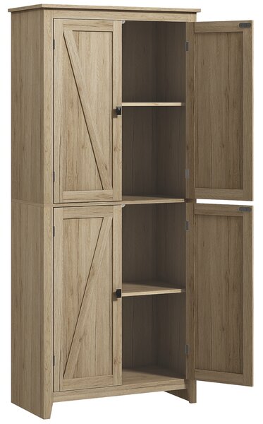 HOMCOM Mobile Cucina a 4 Ante con Mensole Regolabili e Base Rialzata in Legno 80x40x182cm|Aosom