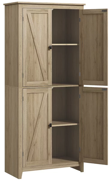 HOMCOM Mobile Cucina a 4 Ante con Mensole Regolabili e Base Rialzata in Legno 80x40x182cm|Aosom