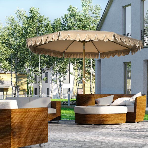 Outsunny Ombrellone da Giardino Inclinabile con Apertura a Manovella, Ø265x235.5cm, Cachi|Aosom