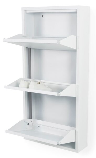 Scarpiera bianca in metallo con ante ribaltabili 50x103x15 cm Billy – Spinder Design