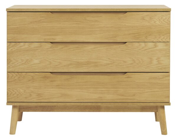 Comò scandinavo in legno chiaro di rovere con 3 cassetti L90 cm FELIX