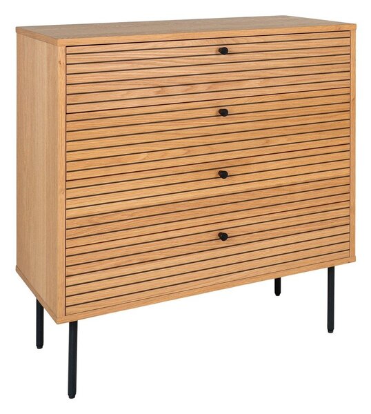 Cassettiera di colore naturale con effetto rovere 80x85x40 cm Kyoto – House Nordic