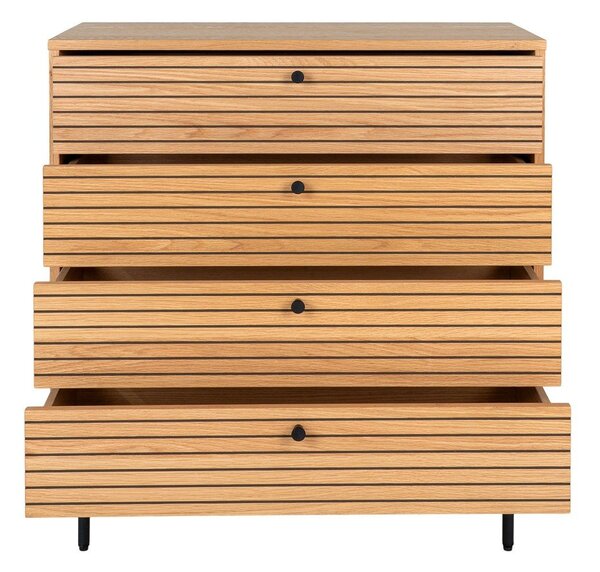 Cassettiera di colore naturale con effetto rovere 80x85x40 cm Kyoto – House Nordic