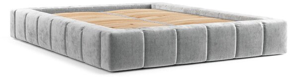 Letto matrimoniale imbottito grigio chiaro con spazio contenitivo e rete 160x200 cm Aruba L - Maison de Rêve