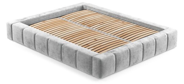 Letto matrimoniale imbottito grigio chiaro con spazio contenitivo e rete 160x200 cm Aruba L - Maison de Rêve