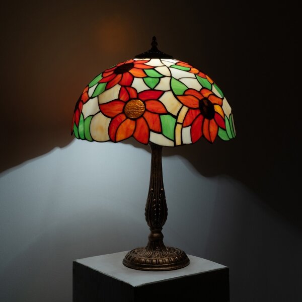 Brilagi - Lampada da tavolo Tiffany a vetri colorati SUNFLOWER 2xE27/60W/230V