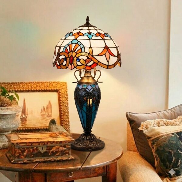 Brilagi - Lampada da tavolo in vetro Tiffany MIRABELLA 1xE27/60W/230V + 1xE14/40W