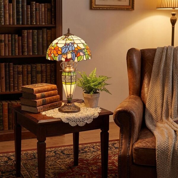 Brilagi - Lampada da tavolo in vetro Tiffany JUNGLE 1xE27/60W/230V + 1xE14/40W