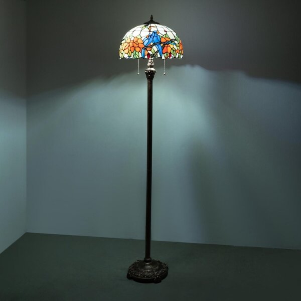 Brilagi - Lampada da terra in vetro Tiffany JUNGLE 2xE27/60W/230V