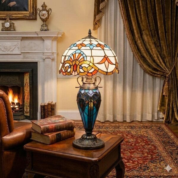 Brilagi - Lampada da tavolo in vetro Tiffany MIRABELLA 1xE27/60W/230V + 1xE14/40W