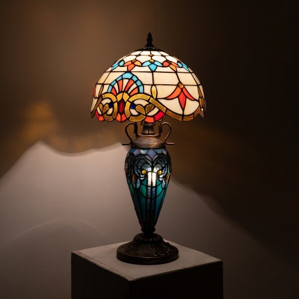 Brilagi - Lampada da tavolo in vetro Tiffany MIRABELLA 1xE27/60W/230V + 1xE14/40W