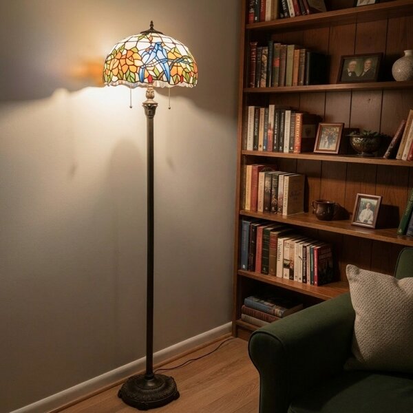 Brilagi - Lampada da terra in vetro Tiffany JUNGLE 2xE27/60W/230V